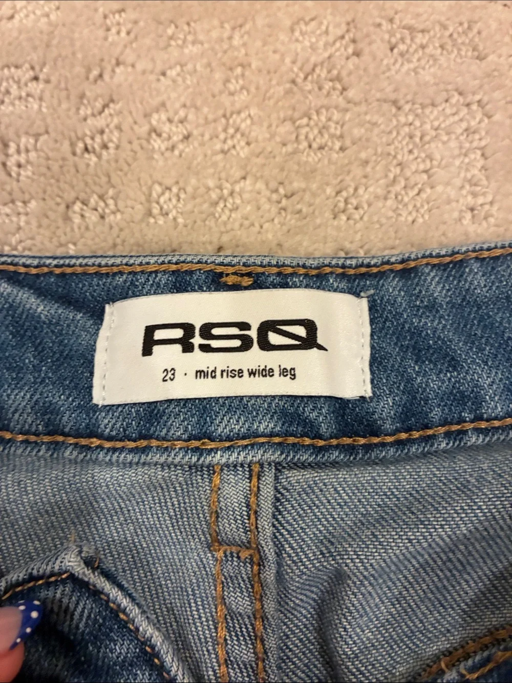 RSQ Men's Blue Relaxed Wide-Leg Jeans
